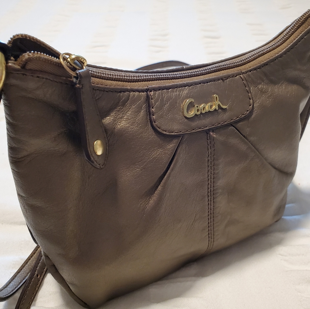 Coach Ashley Leather Metallic Swingpack Crossbody